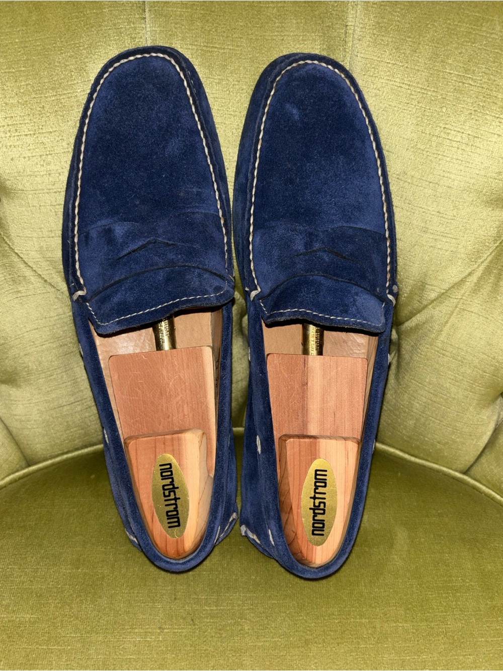 Prada Men’s 7 US Navy Blue Suede Loafers Driving Shoes - Used